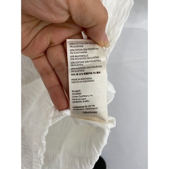 Free People NWT Sugar Cube Crinkle Fabric Short Sleeve Tee Optic White XSm New - Picture 9 of 12